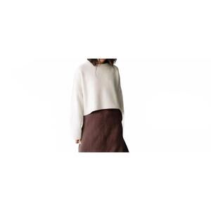 NEW NATALIE BUSBY cropped crew sweater in ivory